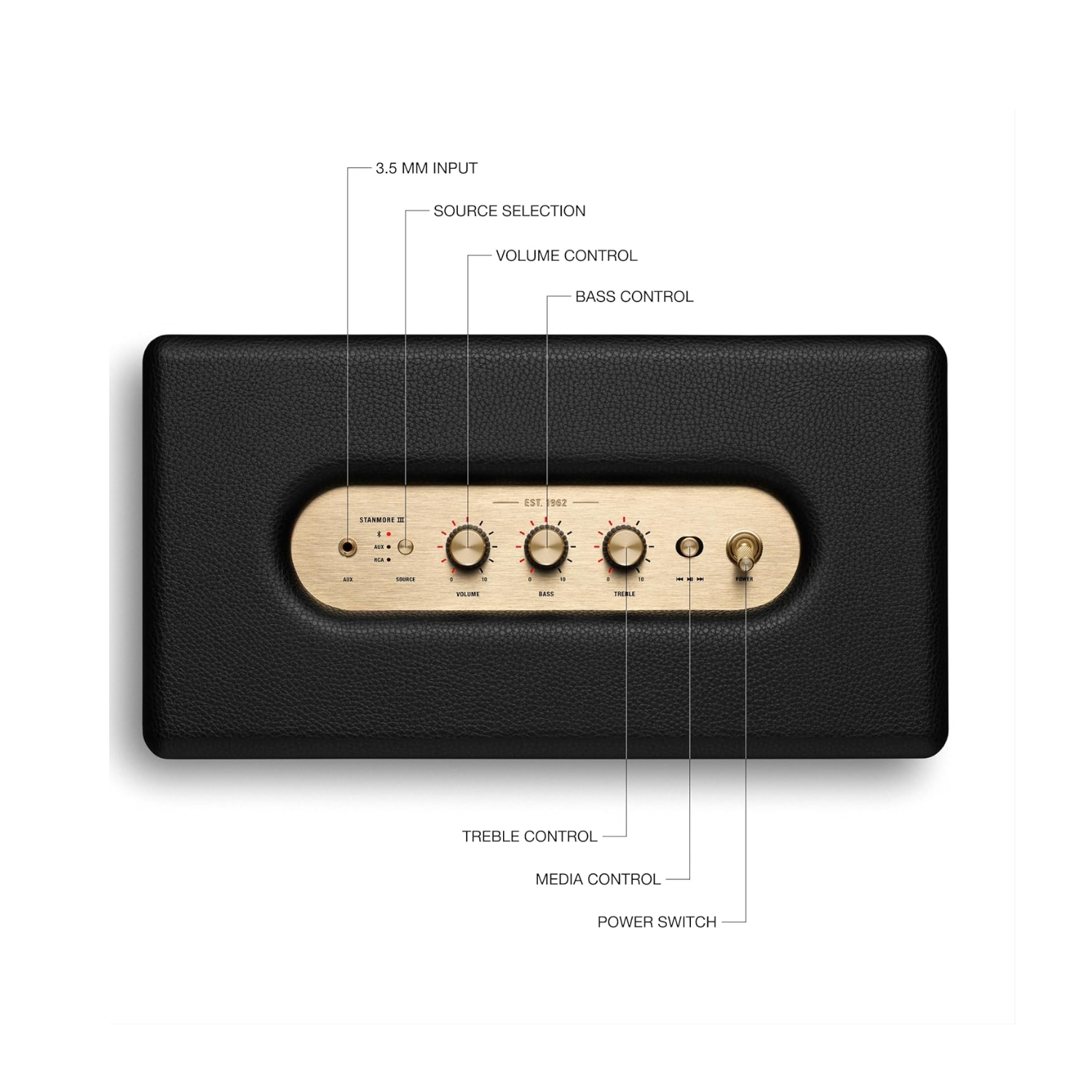 PARLANTE BLUETOOTH MARSHALL STANMORE III BT5.2 80 WATTS RCA NEGRO - 3