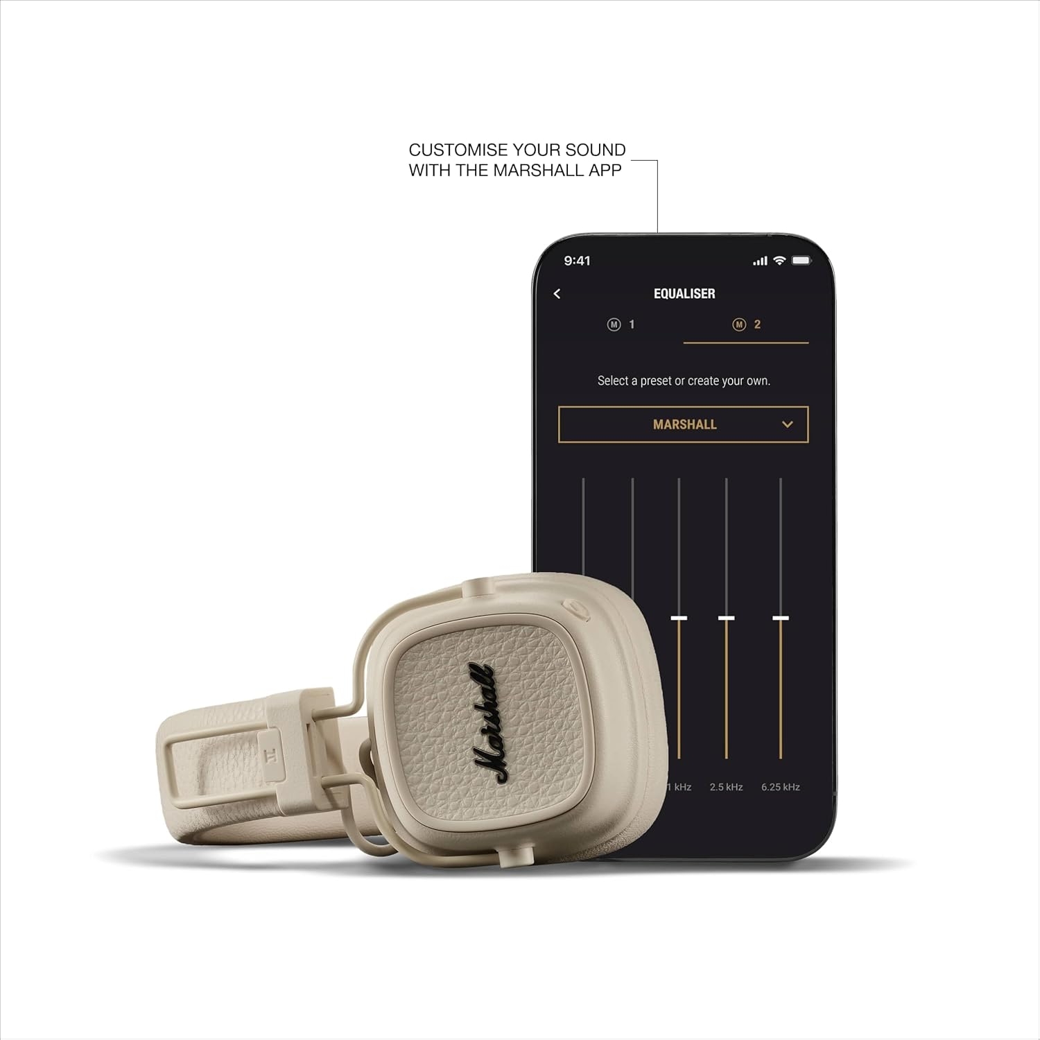 AUDÍFONOS BLUETOOTH MARSHALL MAJOR V ON-EAR WIRELESS 100HRS CREMA - 10