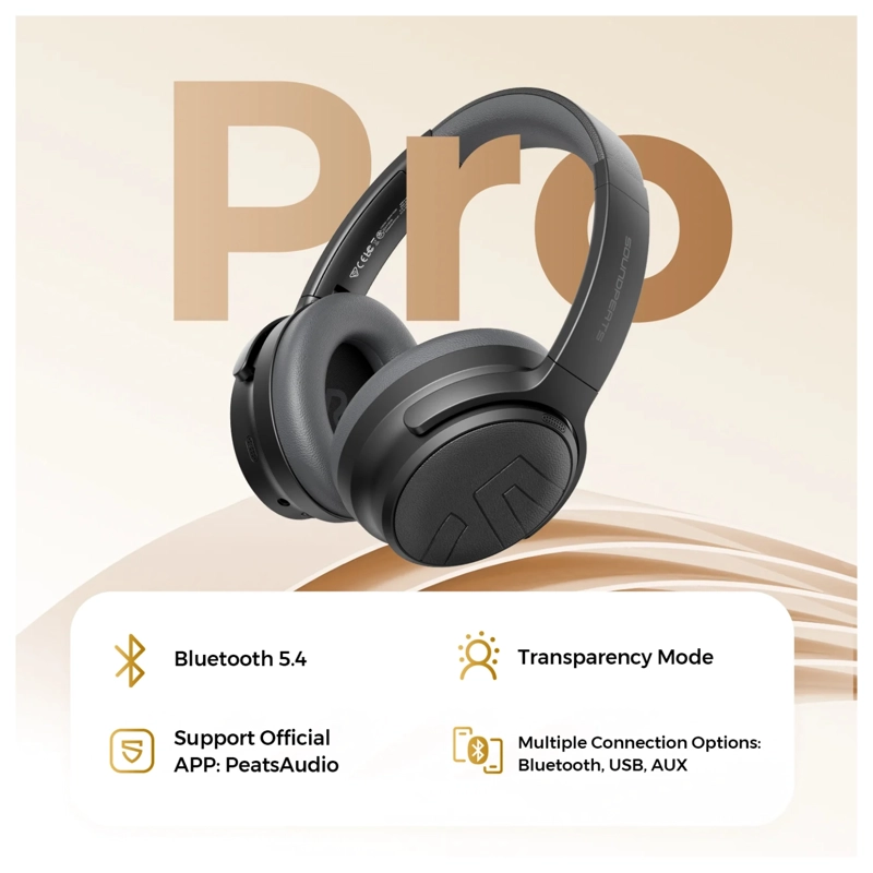 AUDIFONOS SOUNDPEATS SPACE PRO HI-RES LDAC ANC HIBRIDO AI BEIGE - 7