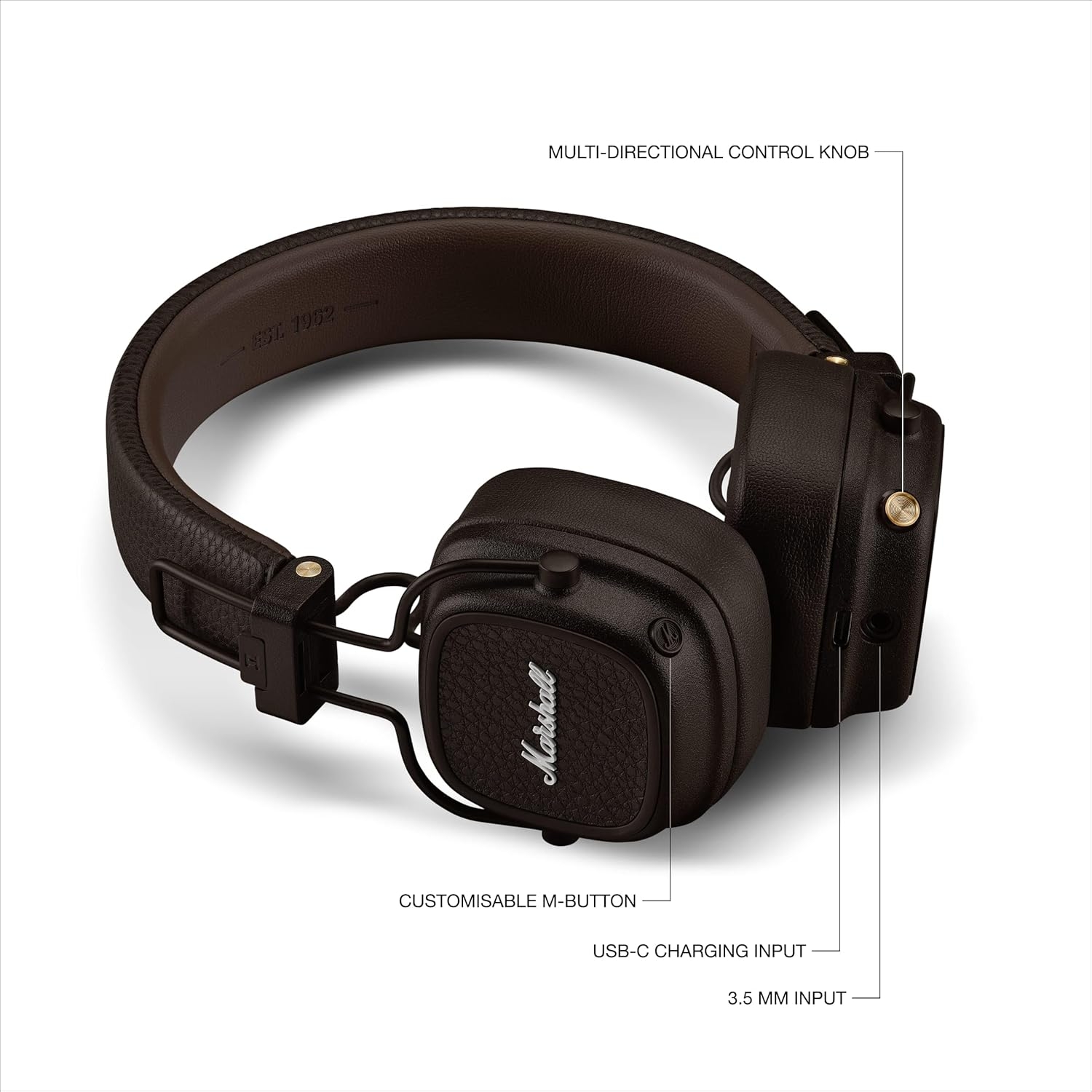 AUDÍFONOS BLUETOOTH MARSHALL MAJOR V ON-EAR WIRELESS 100HRS CAFÉ - 2
