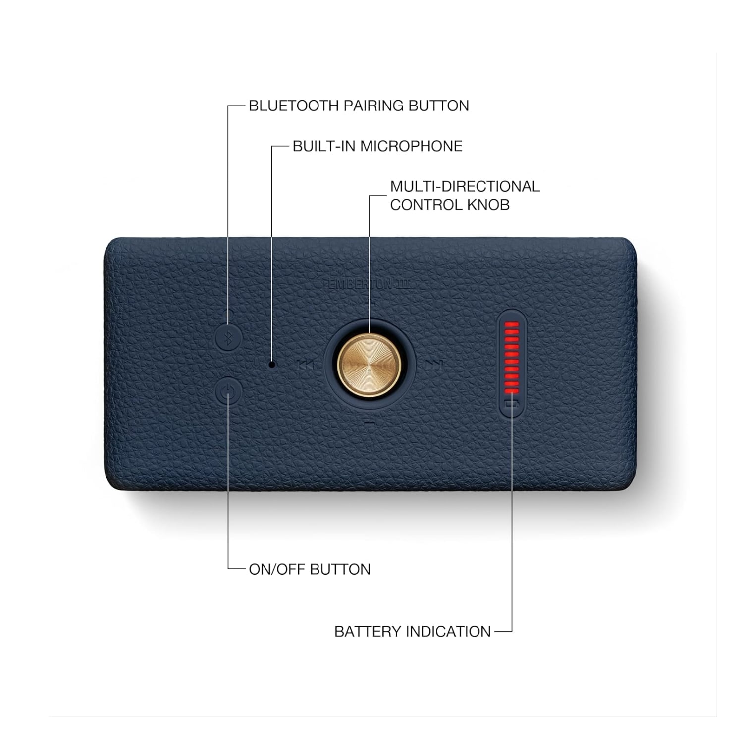 PARLANTE BLUETOOTH PORTATIL MARSHALL EMBERTON III IP67 32HRS AZUL - 3