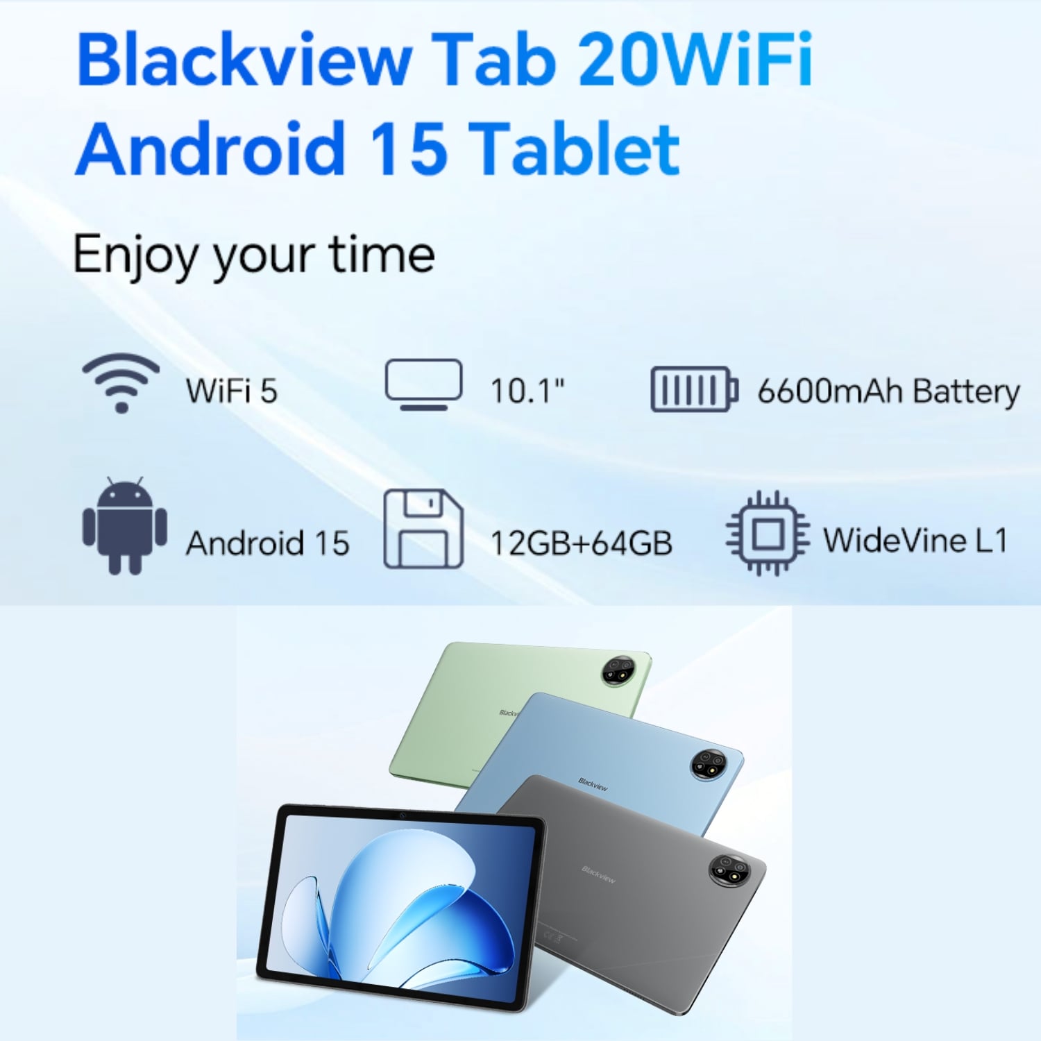 TABLET BLACKVIEW TAB 20 WIFI 10.1” 64GB SPACE GREY 4GB RAM - 10