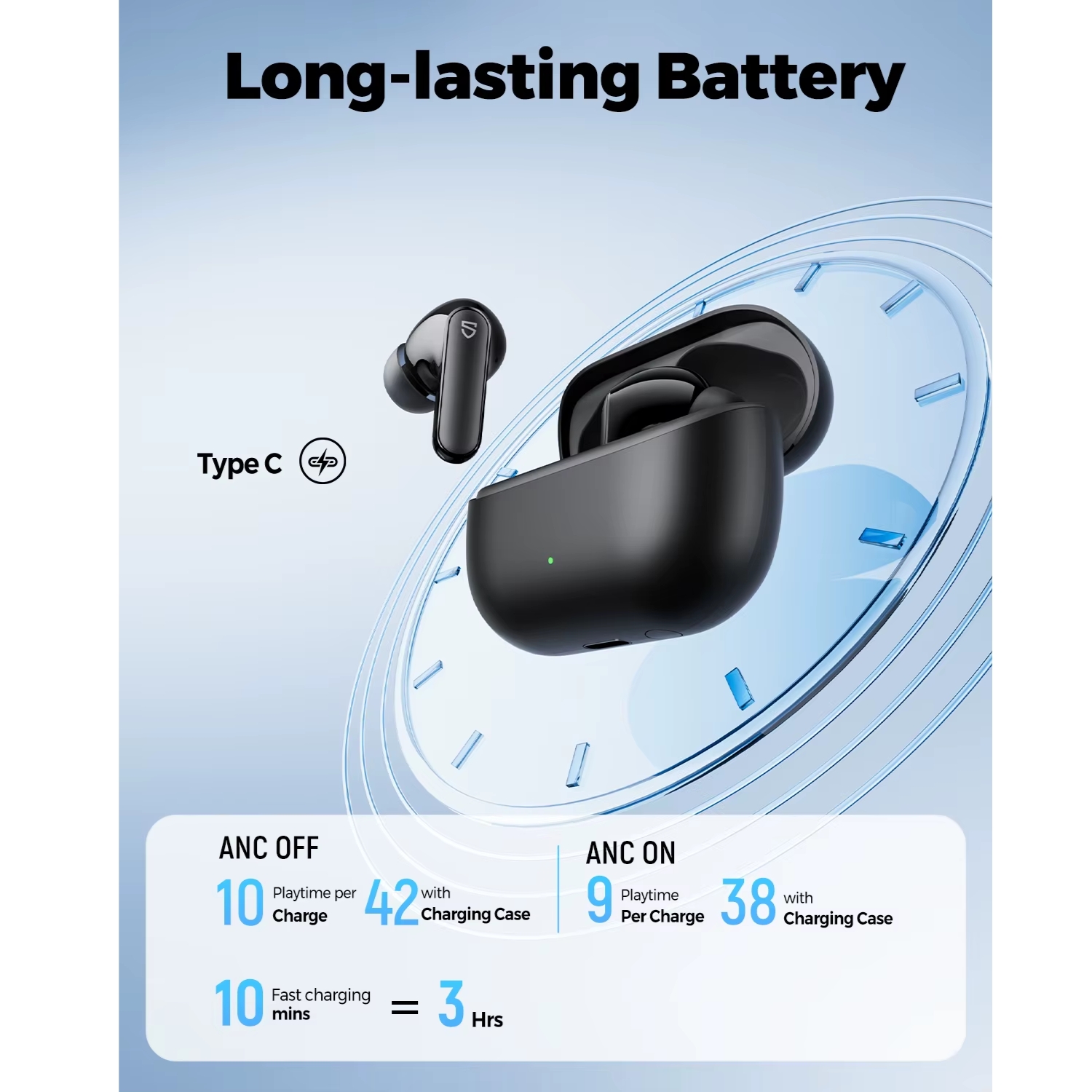 Audifono Soundpeats Q3 pro Negro Cancelacion de Ruido 42hrs - 7