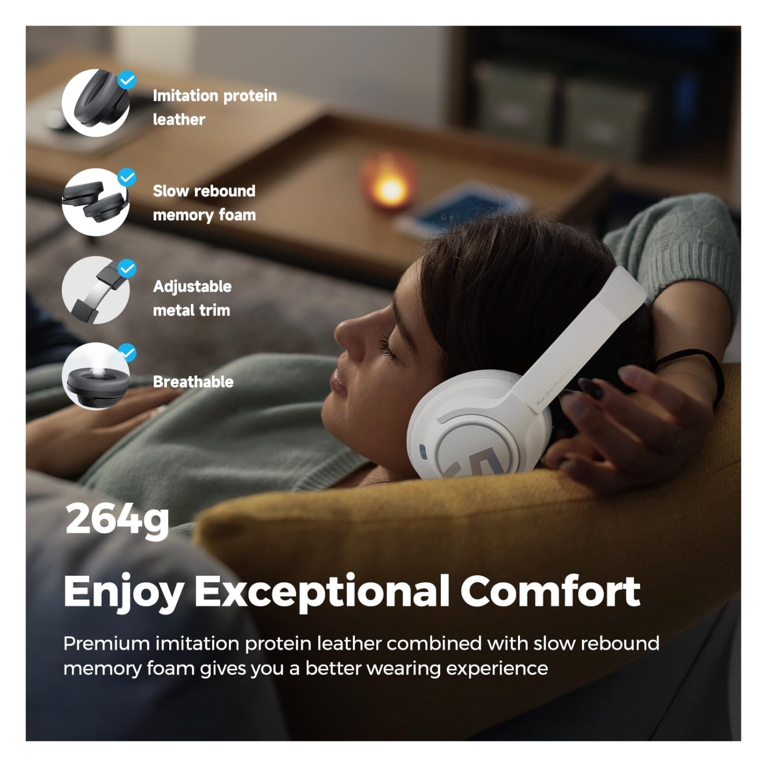 AUDIFONOS SOUNDPEATS SPACE BEIGE 123HRS - 4