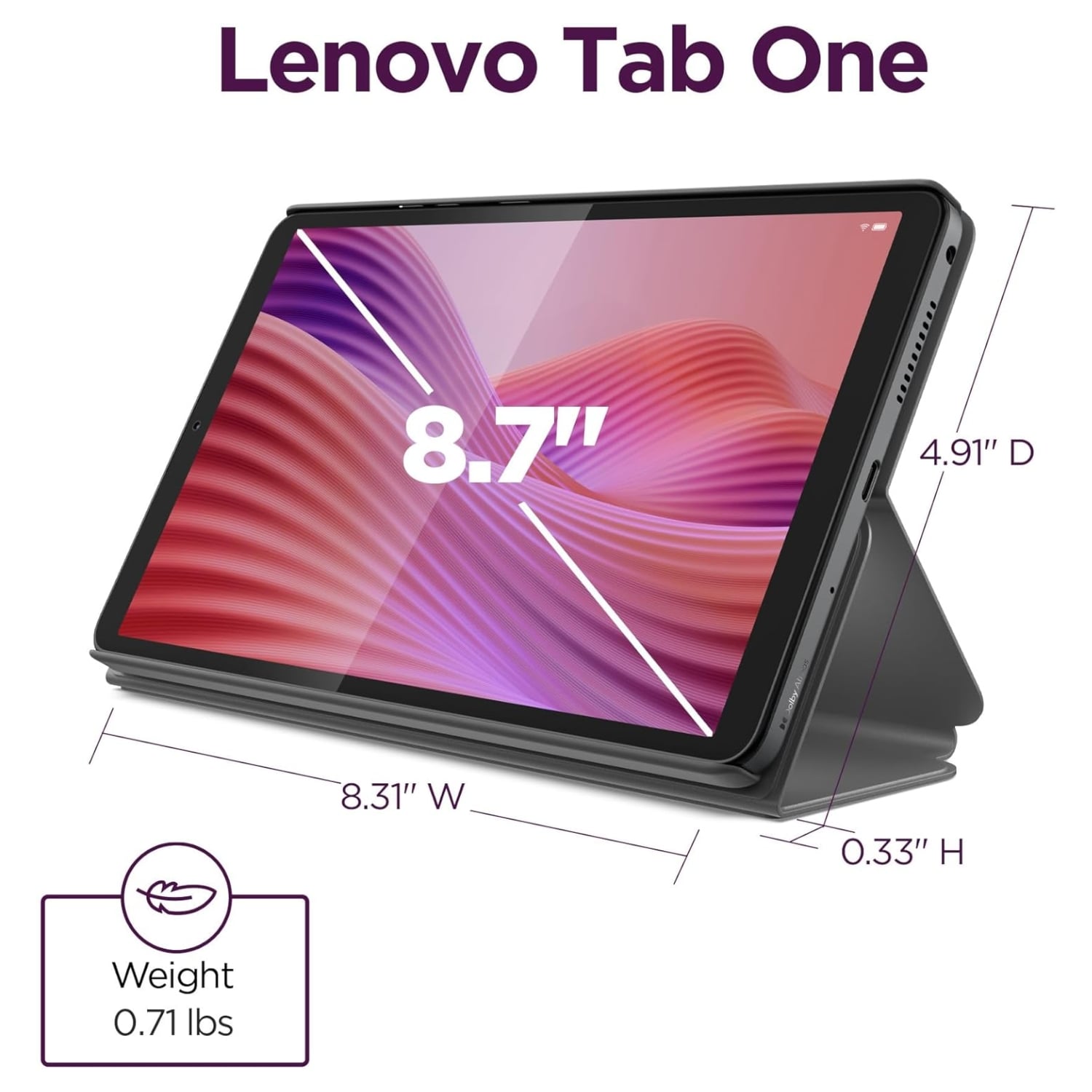 TABLET LENOVO TAB ONE 8.7' 4GB 128GB LUNA GREY + FOLIO CASE - 8