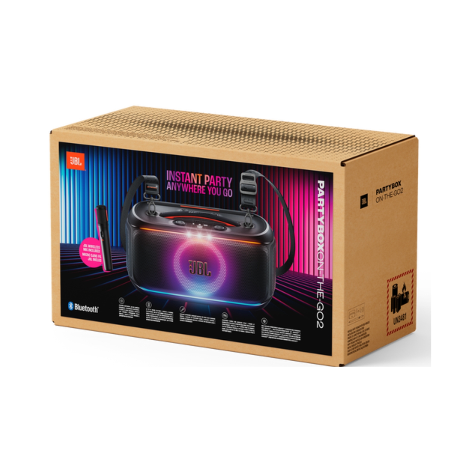 PARLANTE BLUETOOTH JBL PARTYBOX ON THE GO 2 100W IPX4 NEGRO CON MICRÓFONO - 9