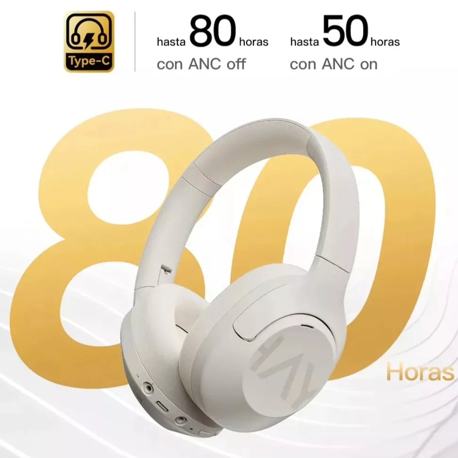 AUDIFONO BLUETOOTH ANC HAYLOU S30 VERSION PRO CON MICRÓFONO - BEIGE - 3