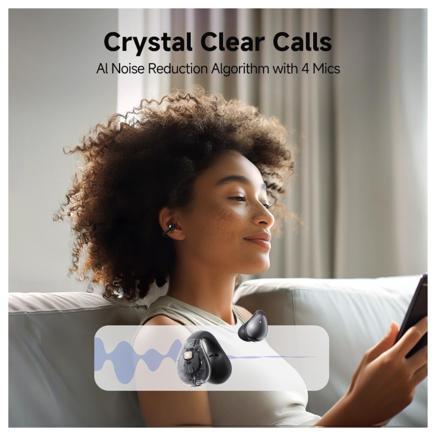 AUDÍFONO QCY CROSSKY C30 NEGRO 25H BLUETOOTH MICRÓFONO ENC - 5