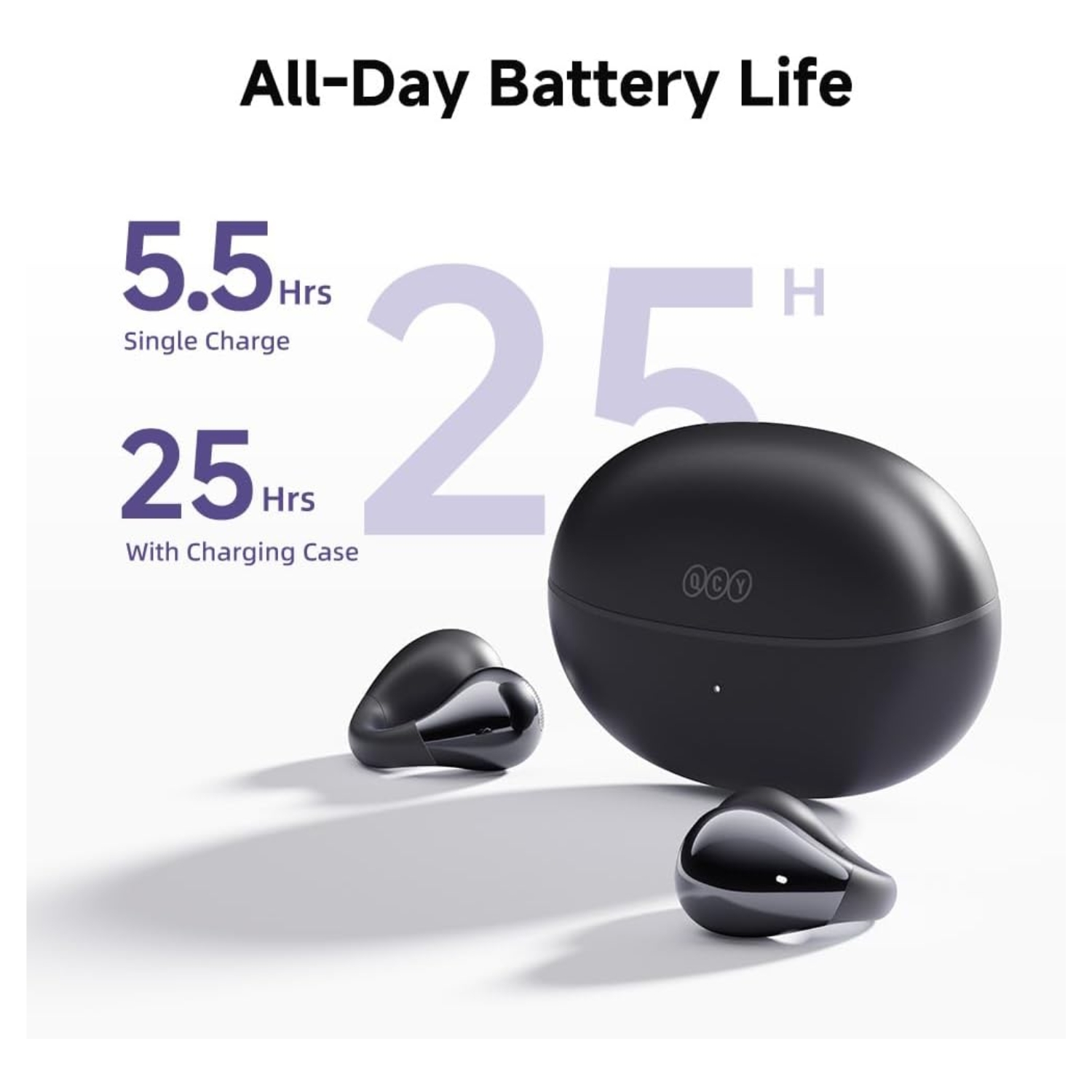 AUDÍFONO QCY CROSSKY C30 NEGRO 25H BLUETOOTH MICRÓFONO ENC - 6