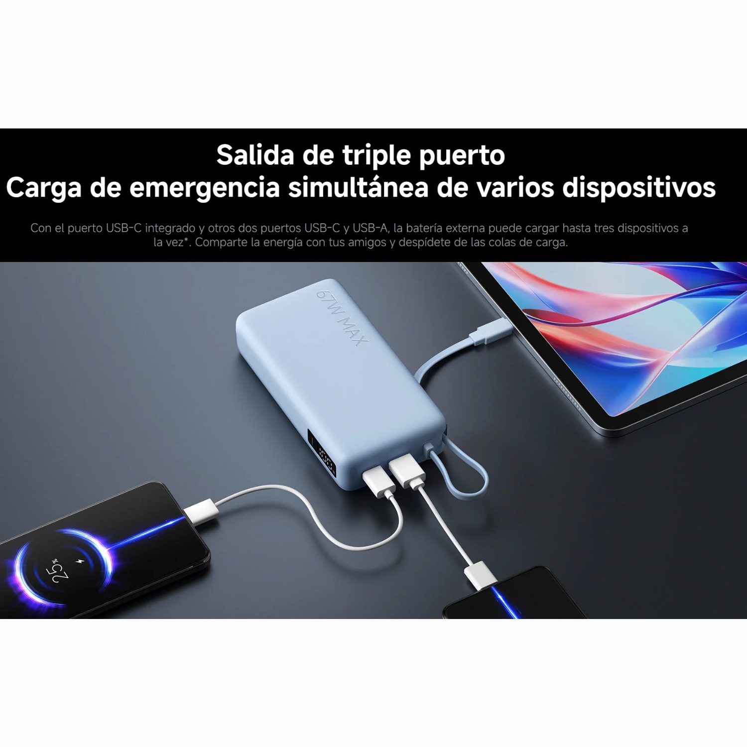 XIAOMI POWER BANK 20000MAH 67W AZUL PARA CELULAR Y LAPTOP - 8
