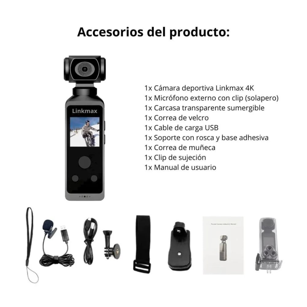 CÁMARA DE ACCION LINKMAX LK-AC3 4K PORTATIL - 6