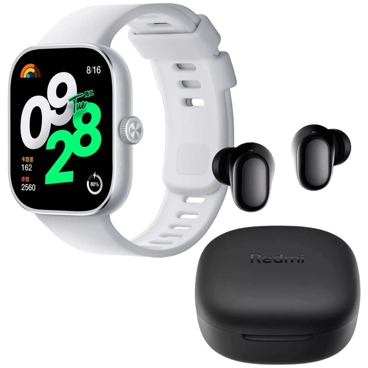 SMARTWATCH XIAOMI REDMI WATCH 4 SILVER + AUDIFONOS XIAOMI REDMI BUDS 6 PLAY ROSADO BT5.4 36HRS - 1