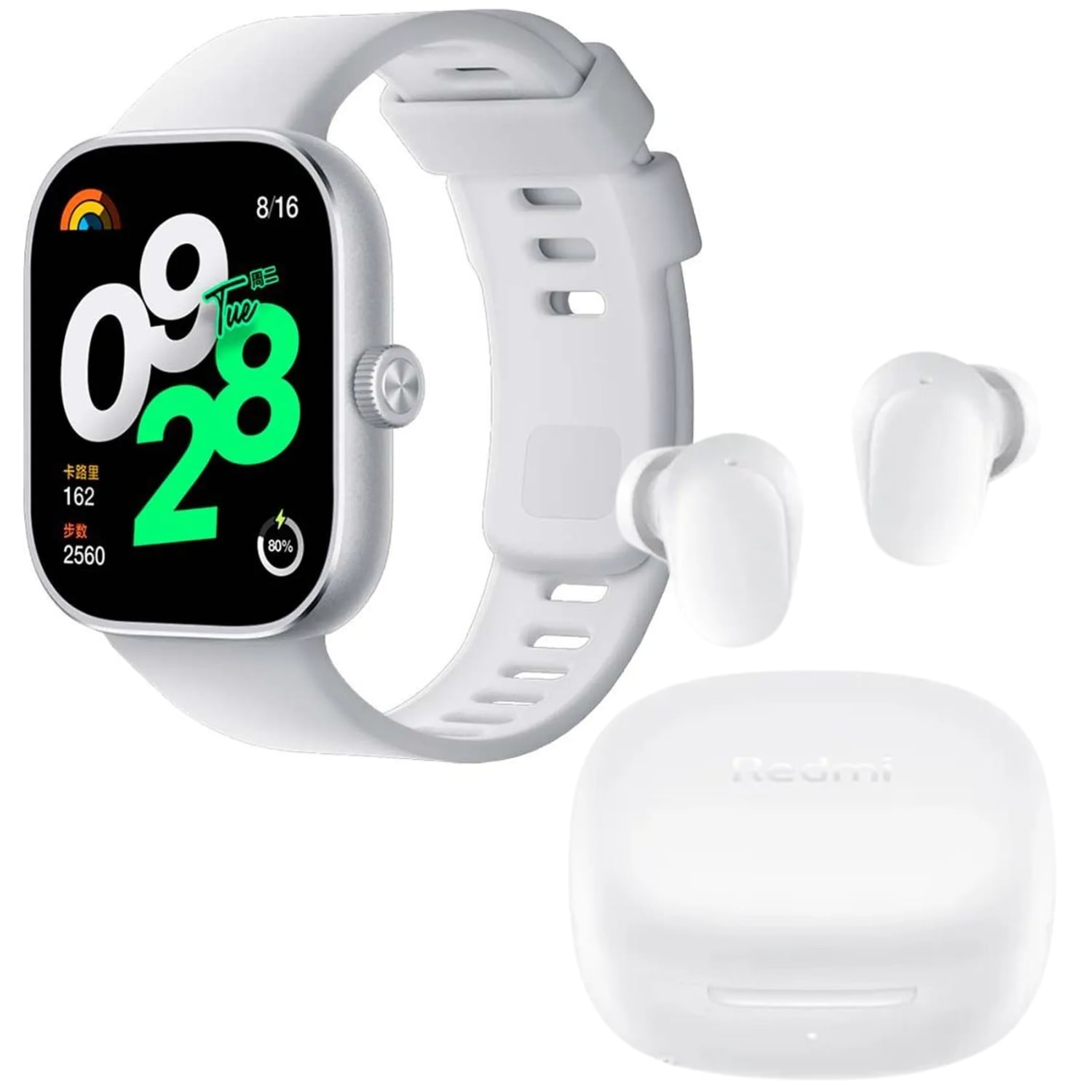 SMARTWATCH XIAOMI REDMI WATCH 4 SILVER + AUDIFONOS XIAOMI REDMI BUDS 6 PLAY ROSADO BT5.4 36HRS - 1