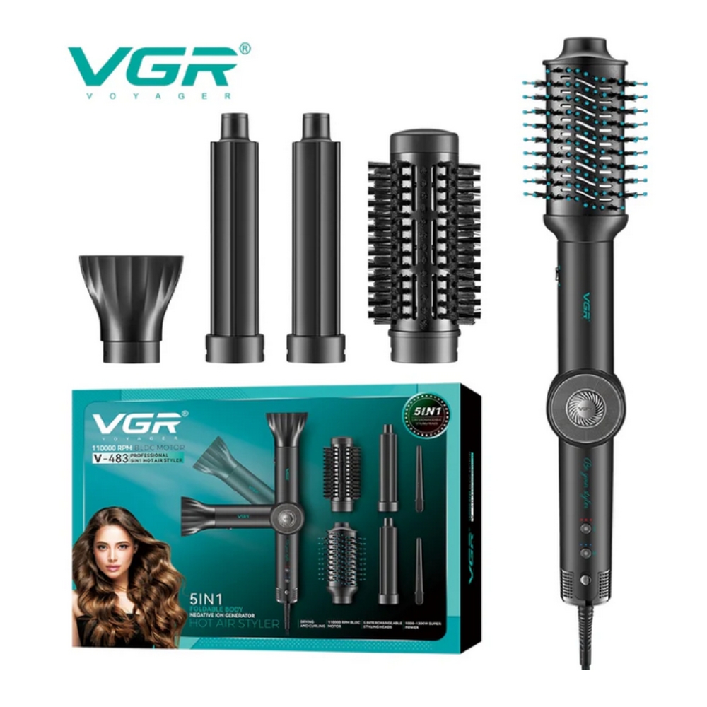 CEPILLO MULTISTYLER VGR VOYAGER V-483 PROFESIONAL 5 EN 1 NEGRO - 1