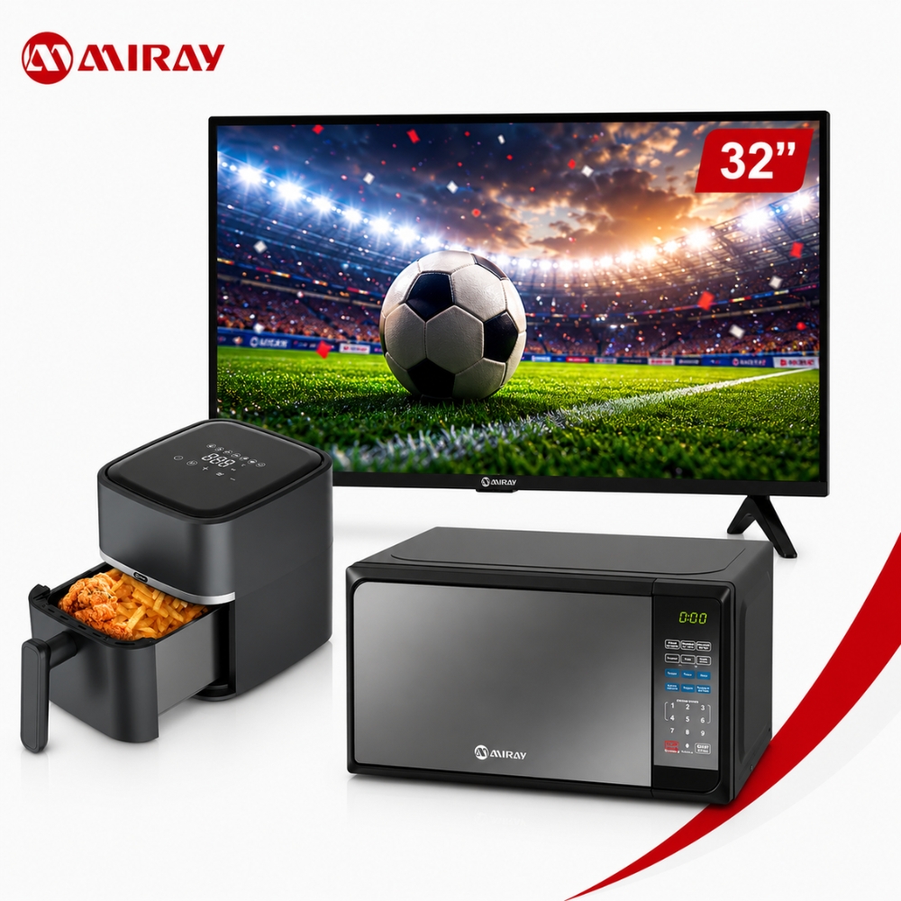 COMBO MIRAY TV 32” GOOGLE TV HD + MICROONDAS 20L + FREIDORA DE AIRE 3L - 1