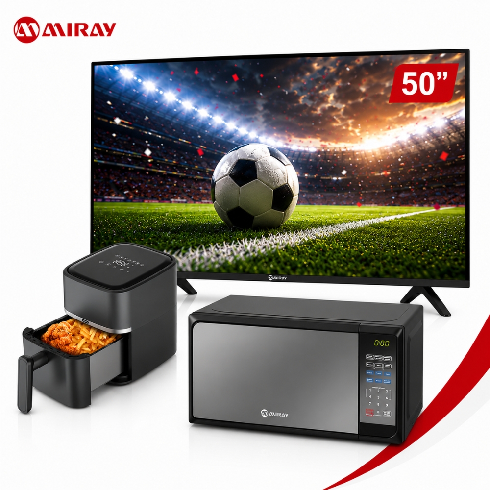 COMBO MIRAY TV 50” 4K GOOGLE TV + MICROONDAS 20L + FREIDORA DE AIRE 3L - 1
