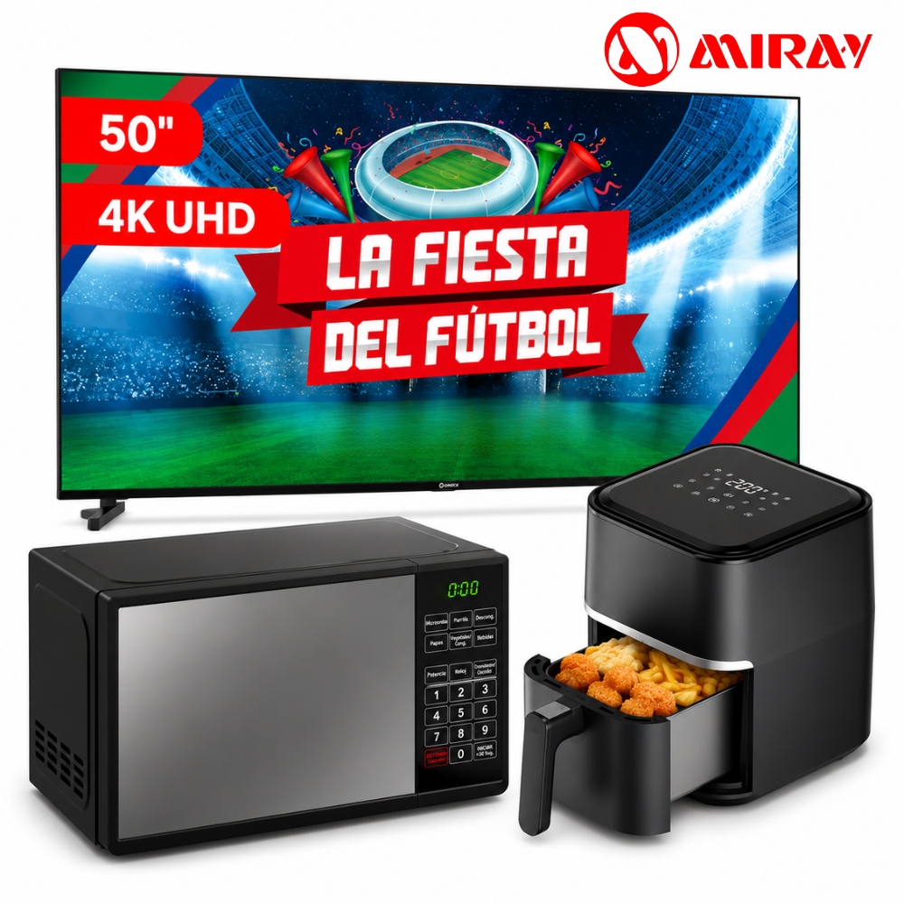 COMBO MIRAY TV 50” 4K GOOGLE TV + MICROONDAS 20L + FREIDORA DE AIRE 3L - 3