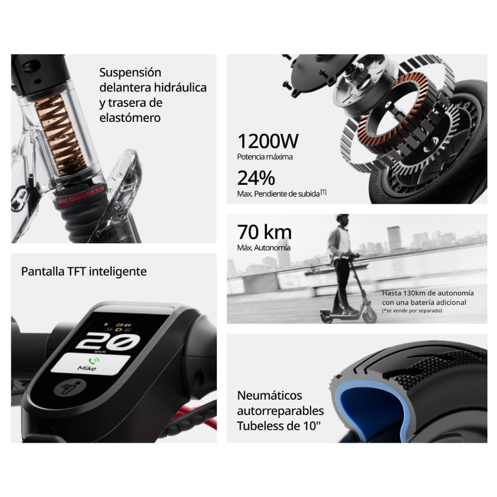 SCOOTER ELECTRICO SEGWAY F3 PRO 70KM 1200W - 5