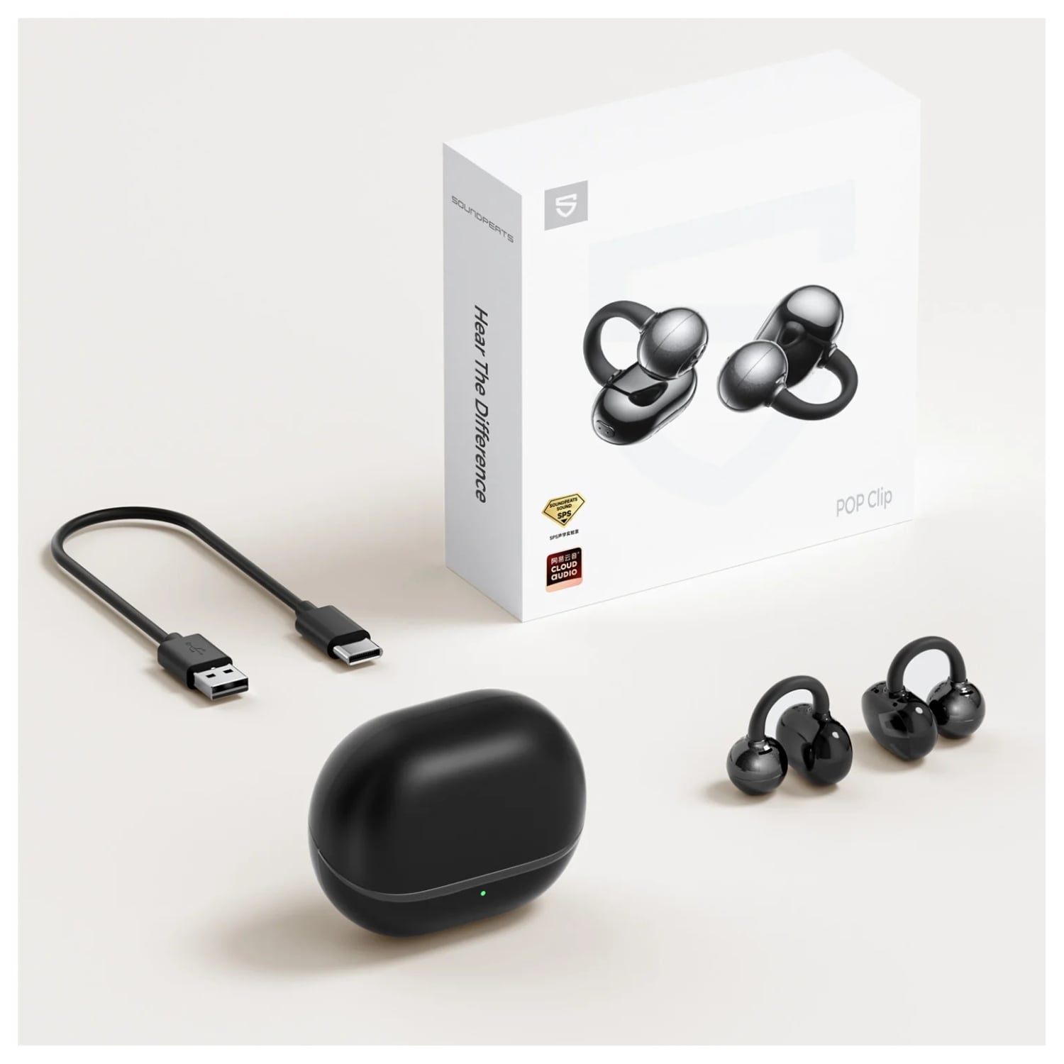AUDÍFONO SOUNDPEATS POP CLIP BEIGE 30H CON CANCELACION DE RUIDO IPX4 - 10