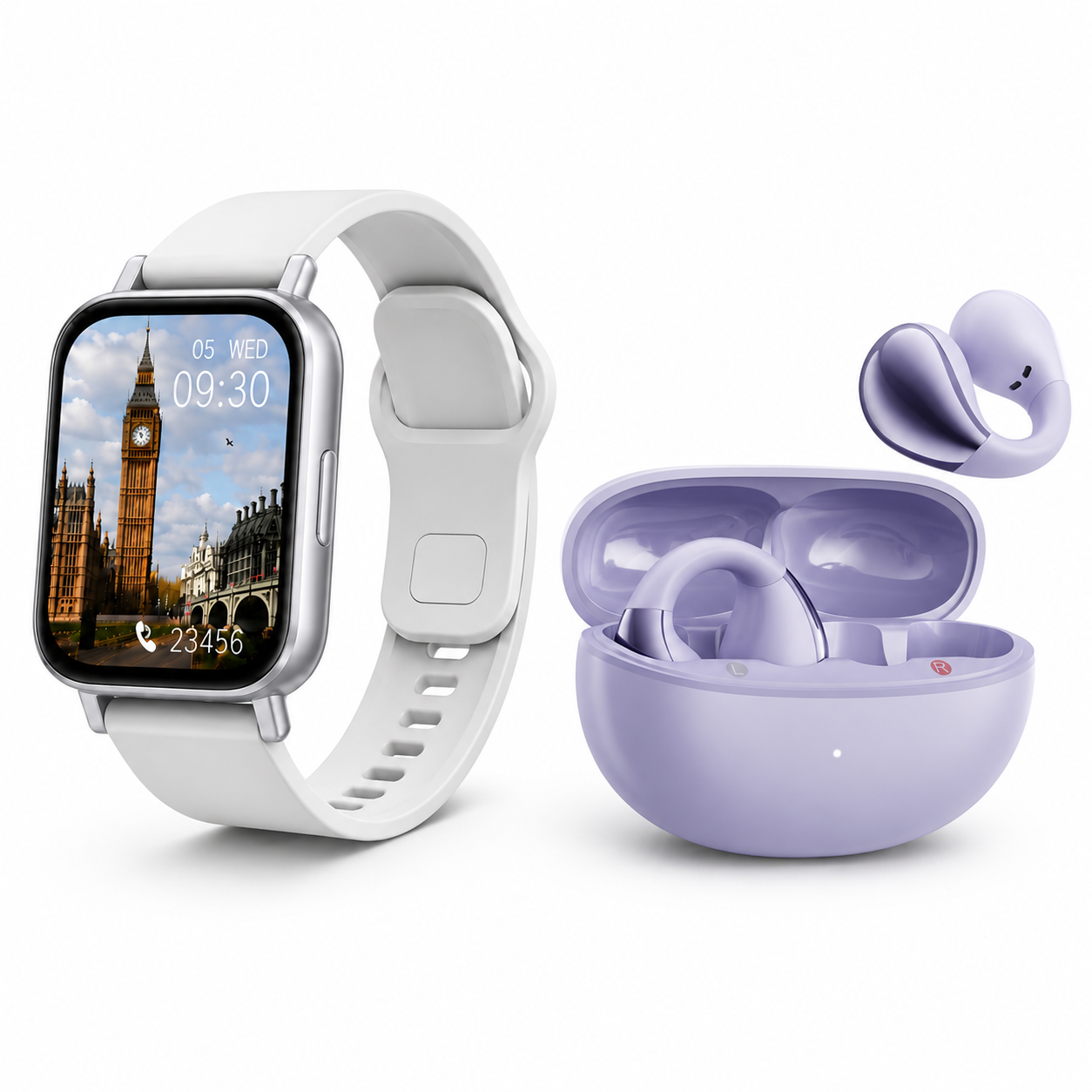 AUDÍFONO QCY CROSSKY C30 NEGRO 25H ENC + SMARTWATCH XIAOMI REDMI WATCH 5 ACTIVE PLATA - 1