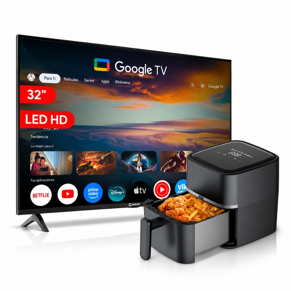 COMBO MIRAY TELEVISOR 32” GOOGLE TV HD + FREIDORA DE AIRE 3L - 1
