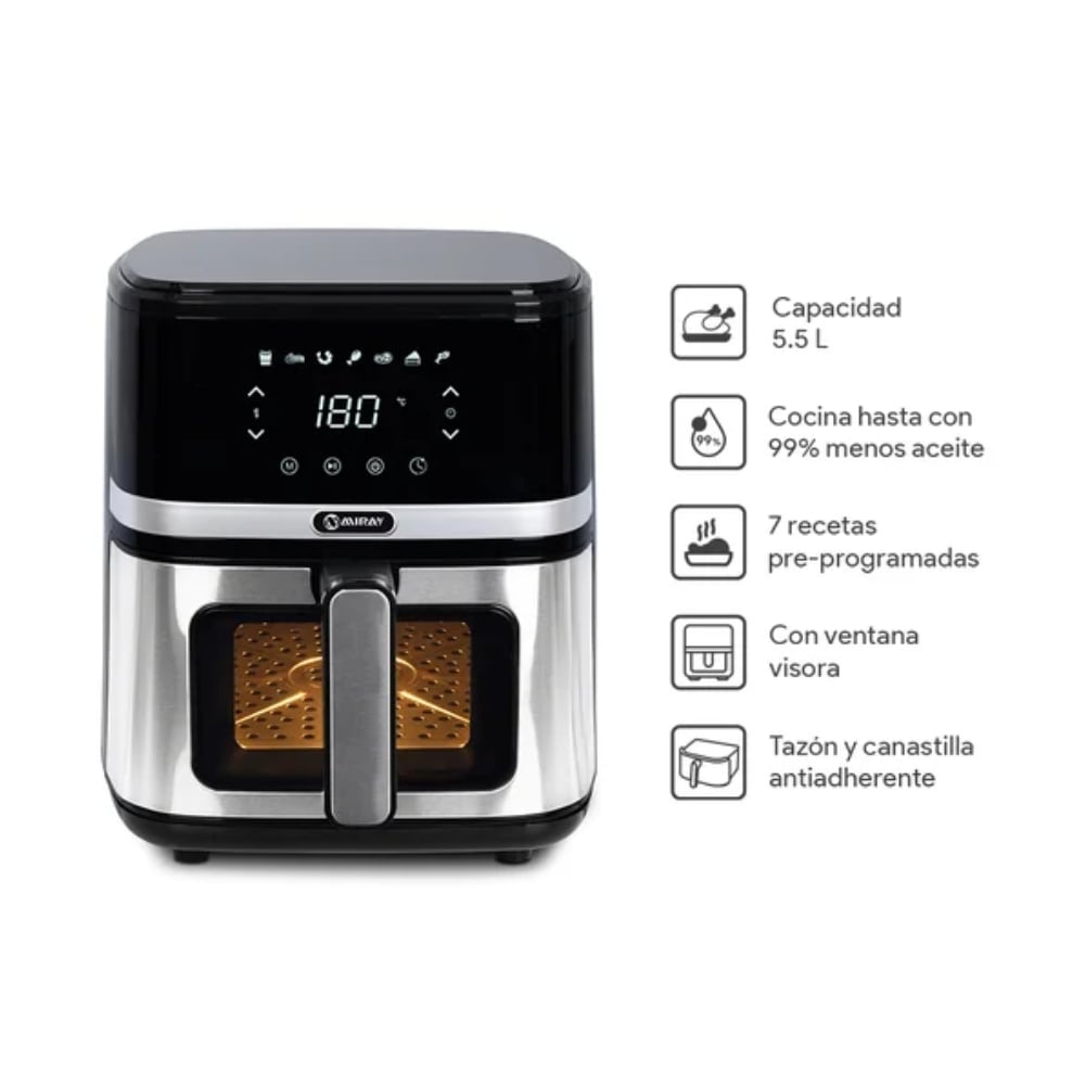 AIR FRYER FREIDORA DE AIRE MIRAY PANEL DIGITAL OFM-114 5.5 LITROS - 2