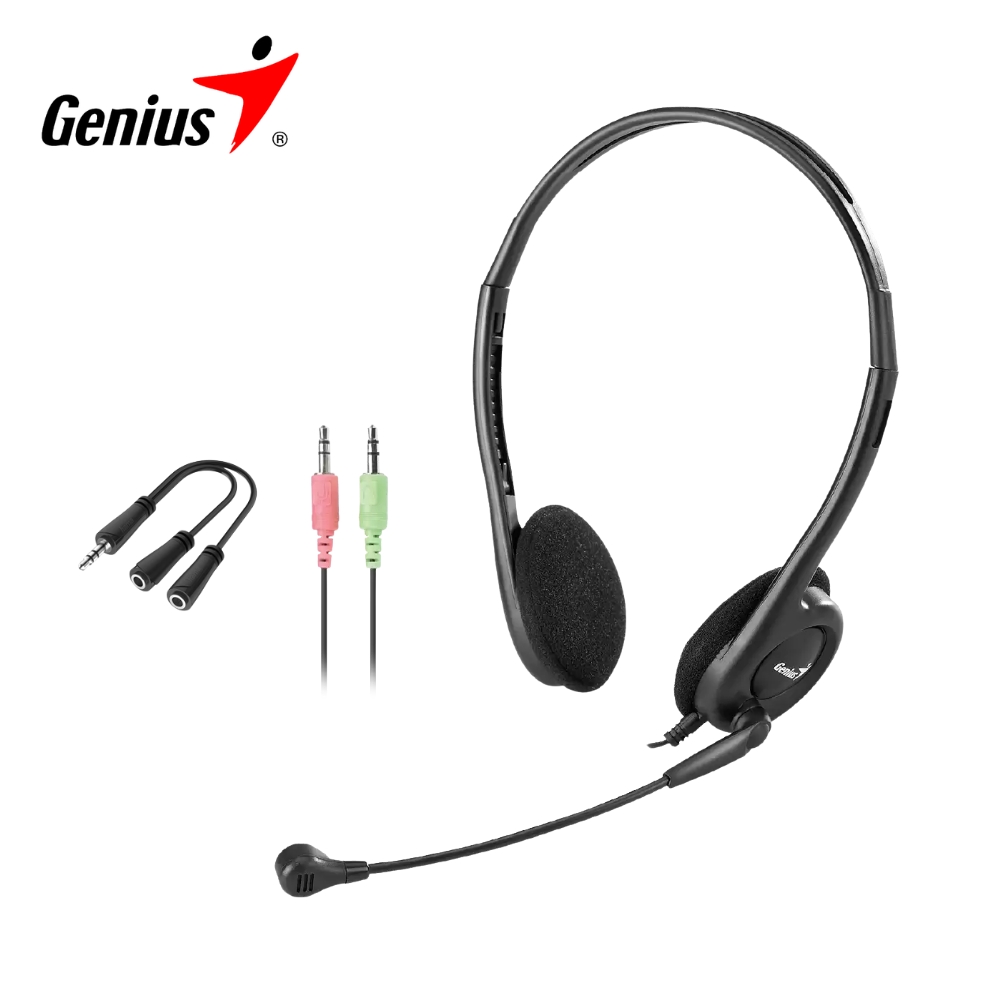 AURICULARES CON MICRÓFONO GENIUS HS-200C, CON CONECTOR DUAL DE 3.5MM NEGRO - 1