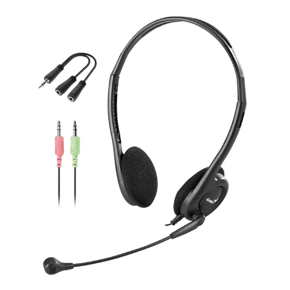 AURICULARES CON MICRÓFONO GENIUS HS-200C, CON CONECTOR DUAL DE 3.5MM NEGRO - 5