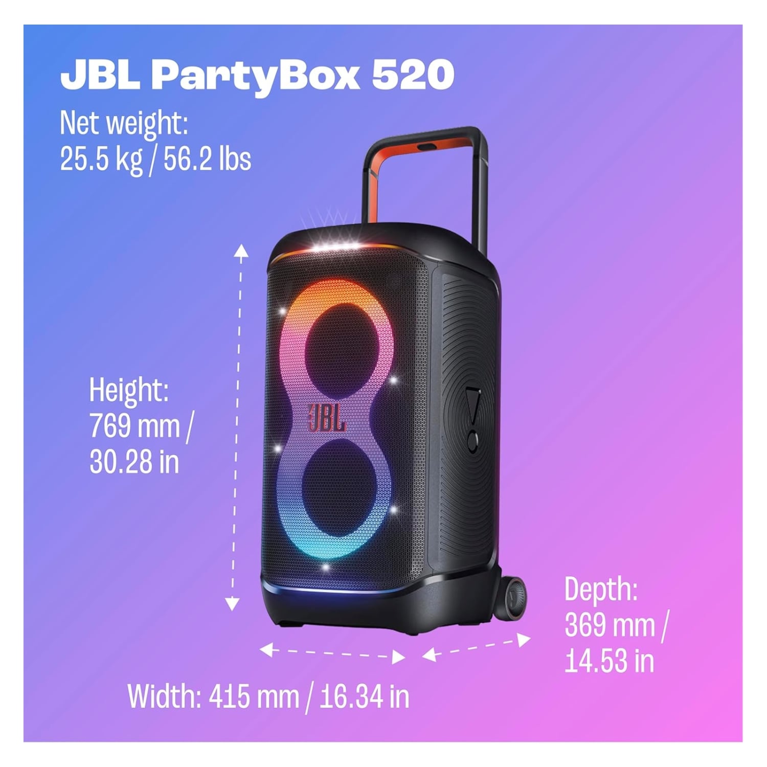 PARLANTE BLUETOOTH JBL PARTYBOX 520 400W IPX4 15HRS - 5