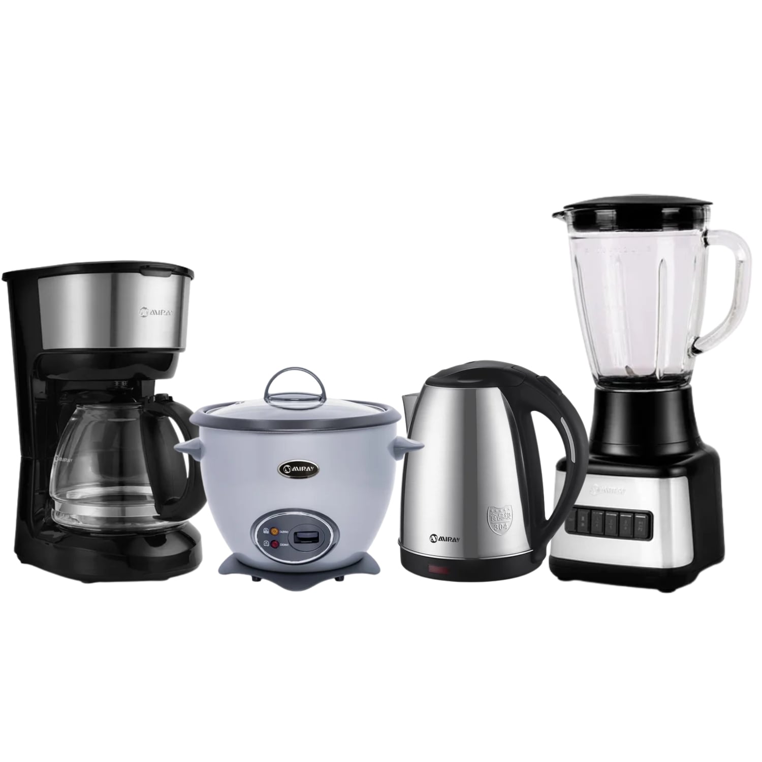 COMBO MIRAY OLLA ARROCERA GRIS 1.5L + LICUADORA 1.5L + HERVIDOR 1.8 PLATEADO LITROS + CAFETERA 6 TAZAS - 1