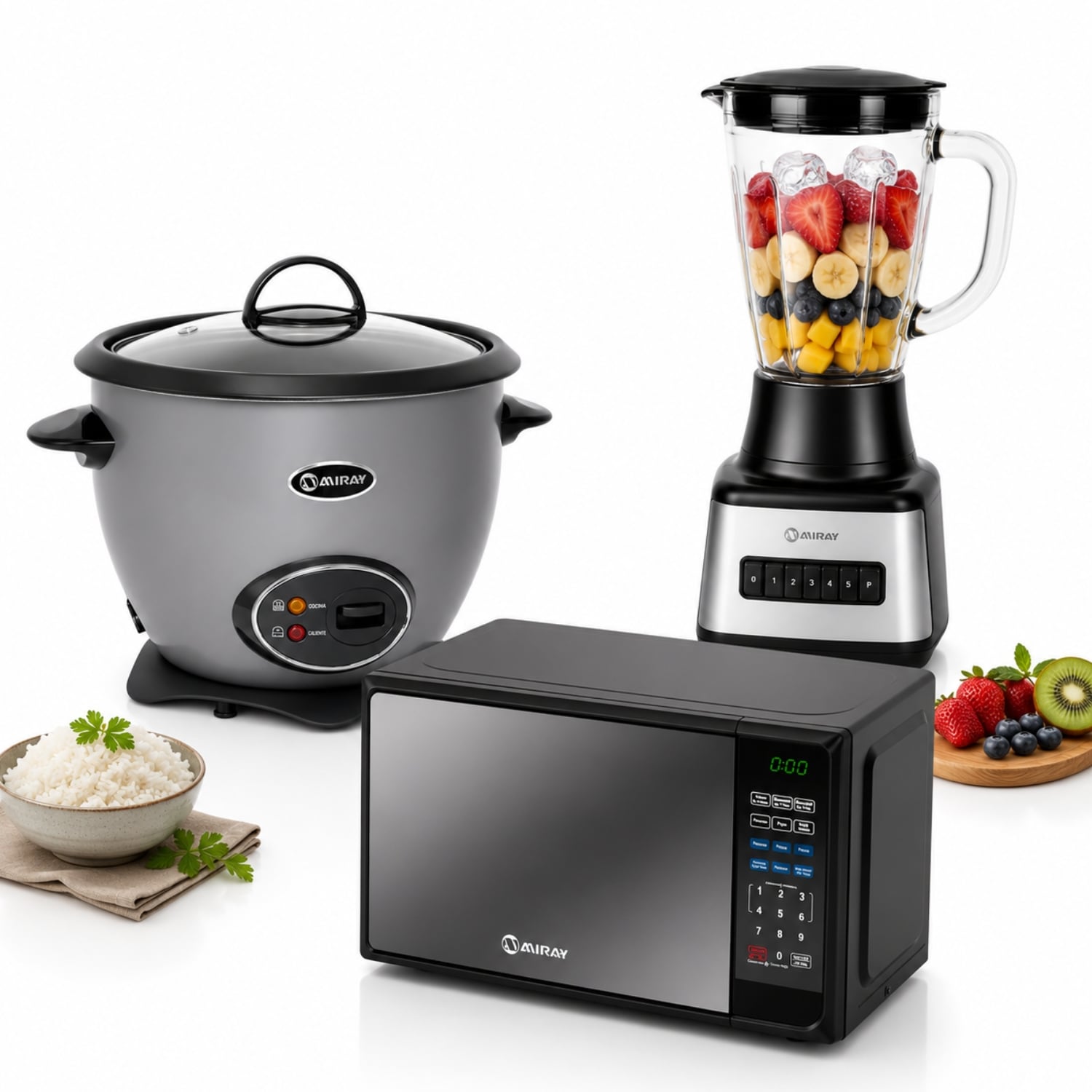 COMBO MIRAY OLLA ARROCERA GRIS 1.5L + LICUADORA 1.5L + HORNO MICROONDAS 20L - 9