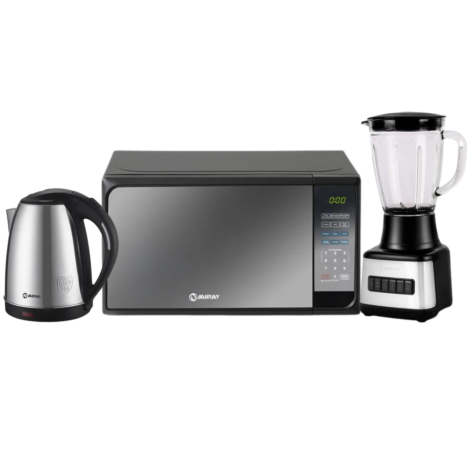 COMBO MIRAY LICUADORA 1.5L + HORNO MICROONDAS 20L + HERVIDOR 1.8 LITROS PLATA - 1