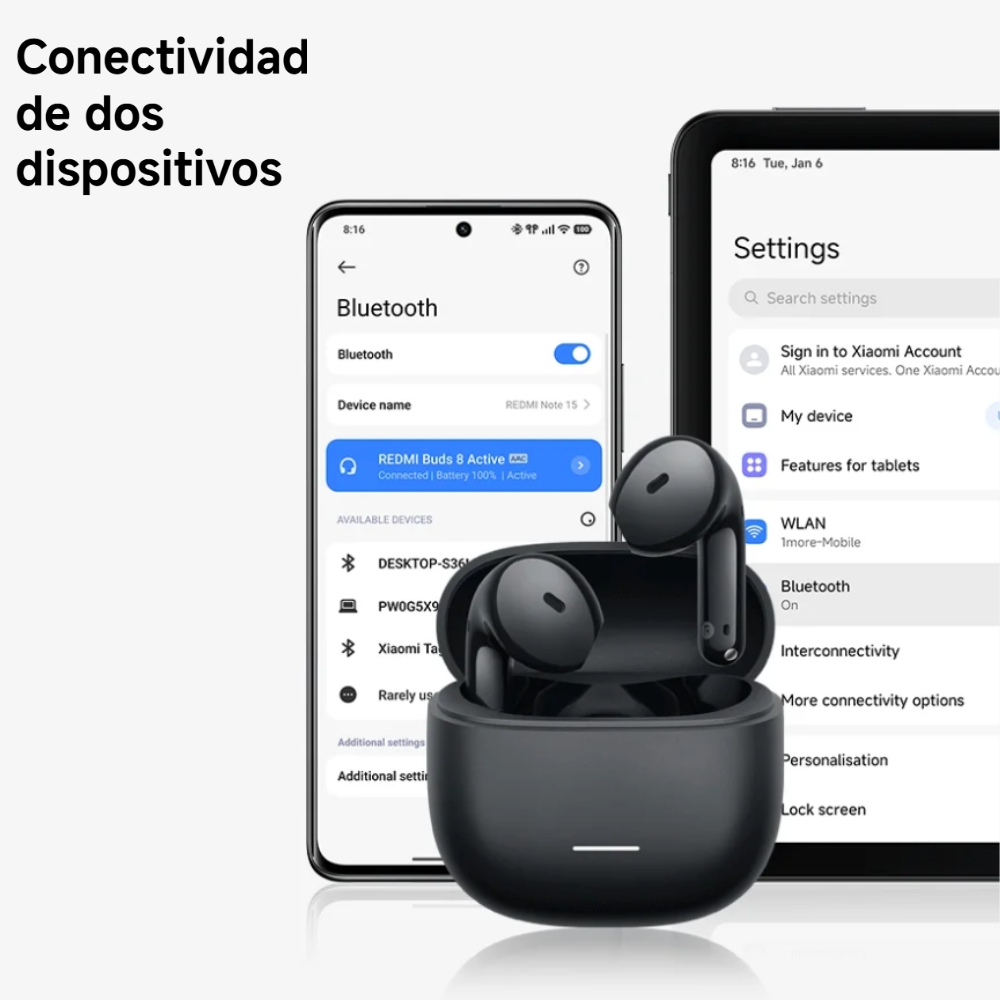 AUDÍFONO XIAOMI REDMI BUDS 8 ACTIVE 37H BLUETOOTH 5.4 - 7
