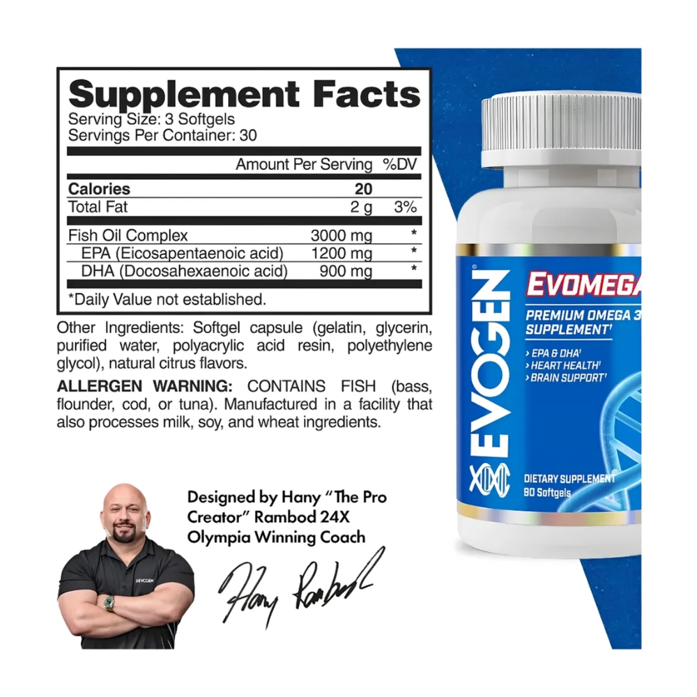 OMEGA 3 EVOGEN FISH OIL 3000MG 90 CÁPSULAS EPA 1200 DHA 900 - 4