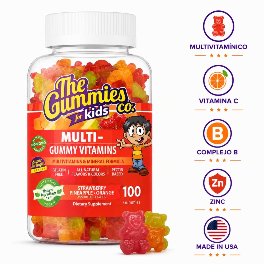 THE GUMMIES CO PARA NIÑOS GOMITAS MEGA MULTIVITAMÍNICO FRESA Y PIÑA - 1