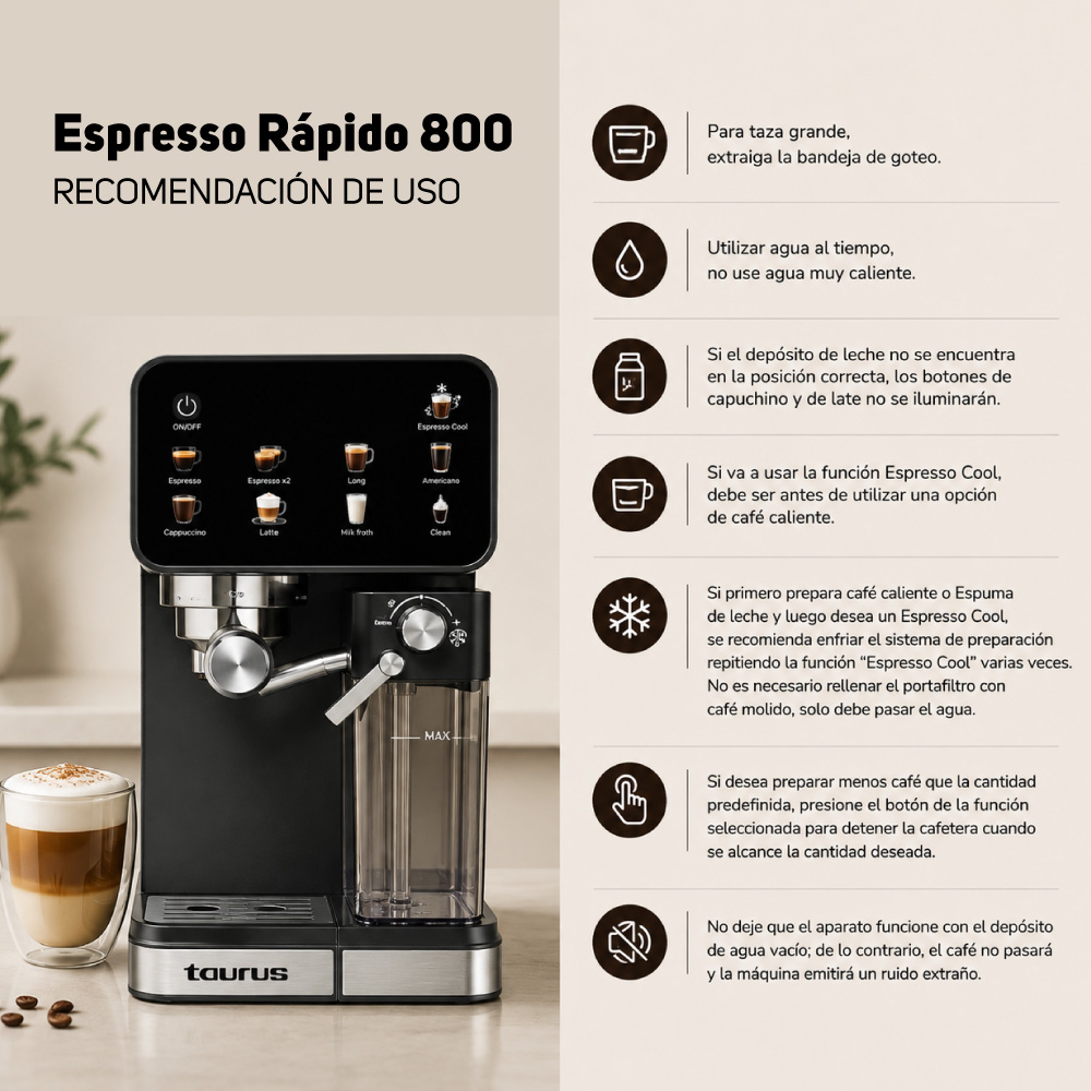 CAFETERA TAURUS ESPRESSO RAPIDO 800 - 6