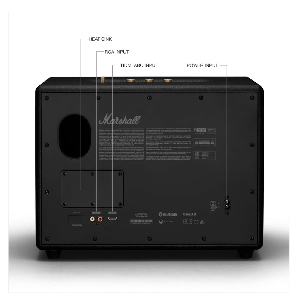 PARLANTE BLUETOOTH MARSHALL WOBURN III 150WATTS BT52 HDMI RCA NEGRO - 4