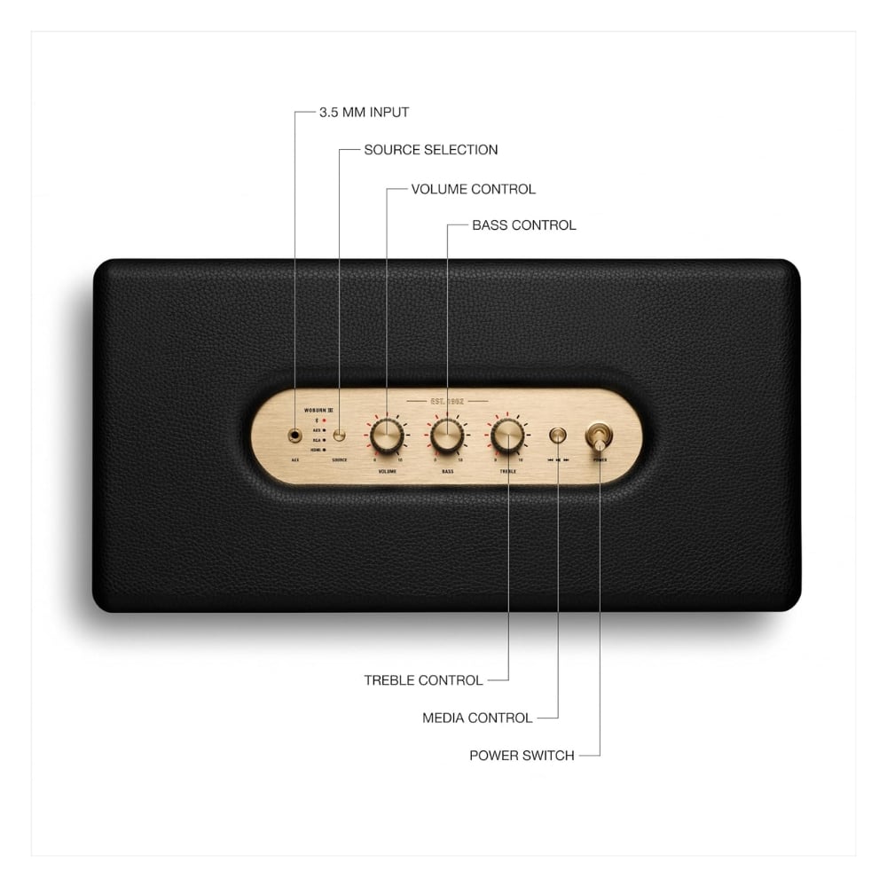 PARLANTE BLUETOOTH MARSHALL WOBURN III 150WATTS BT52 HDMI RCA NEGRO - 5
