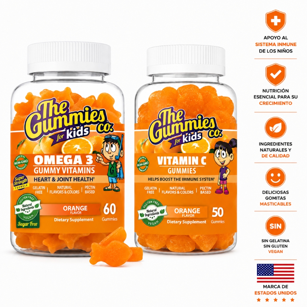 COMBO THE GUMMIES CO. PARA NIÑOS OMEGA 3 60 GOMITAS NARANJA + VITAMINA C 50 GOMITAS NARANJA - 1