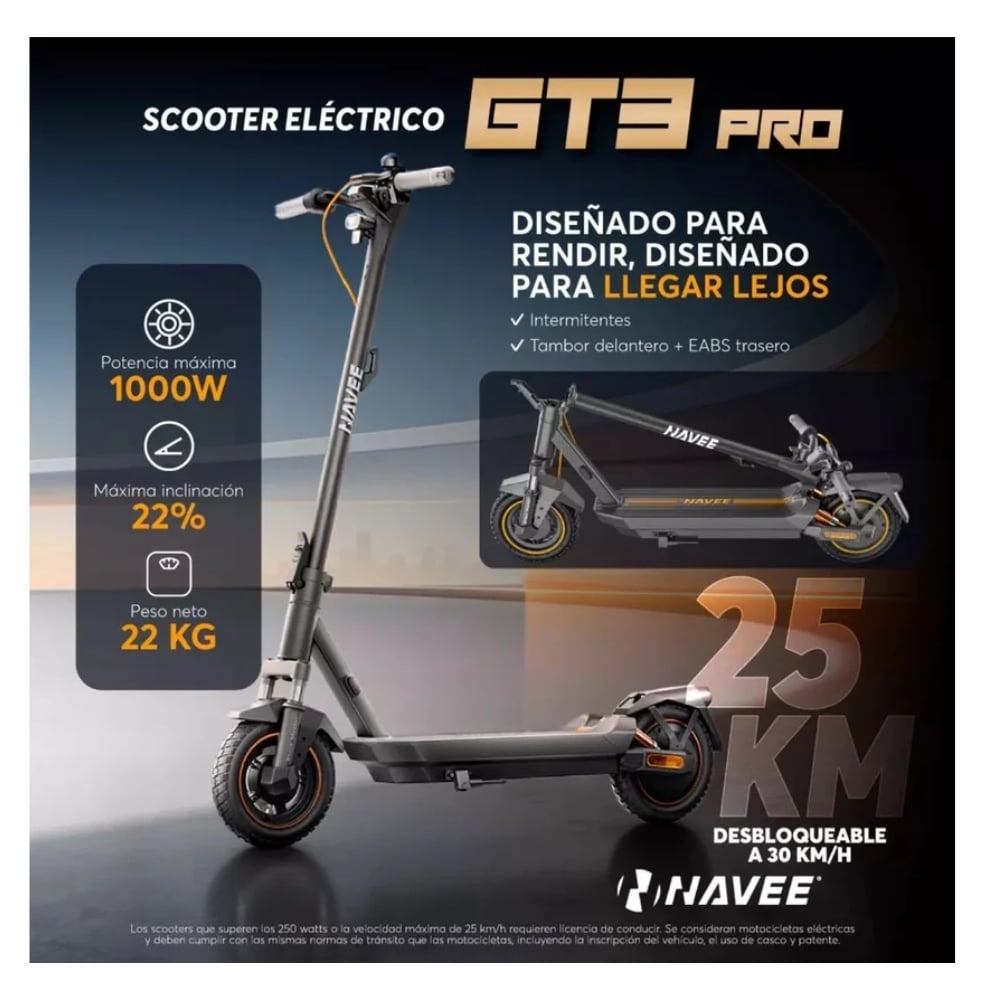 SCOOTER ELÉCTRICO NAVEE GT3 PRO-U 1000W HASTA 60 KM - 6