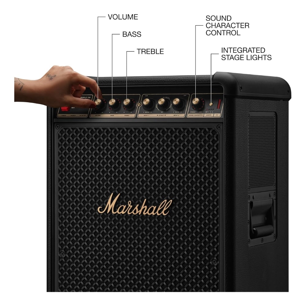 PARLANTE MARSHALL BROMLEY 750 NEGRO 40 HORAS 500W CON LUCES Y RUEDAS - 2