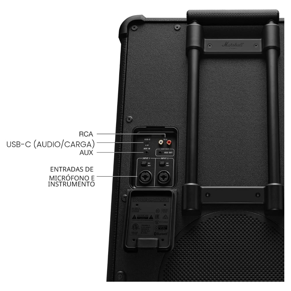 PARLANTE MARSHALL BROMLEY 750 NEGRO 40 HORAS 500W CON LUCES Y RUEDAS - 3
