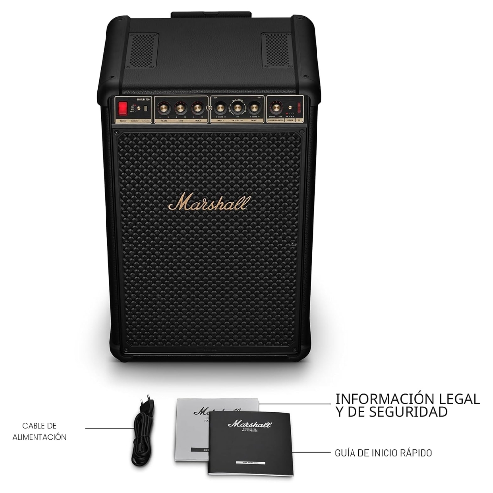 PARLANTE MARSHALL BROMLEY 750 NEGRO 40 HORAS 500W CON LUCES Y RUEDAS - 8