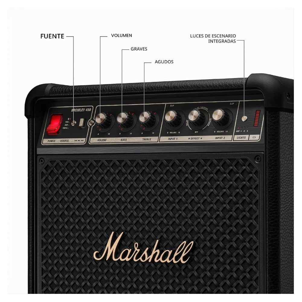 PARLANTE MARSHALL BROMLEY 450 NEGRO 40 HORAS 400W CON LUCES Y ASA - 2