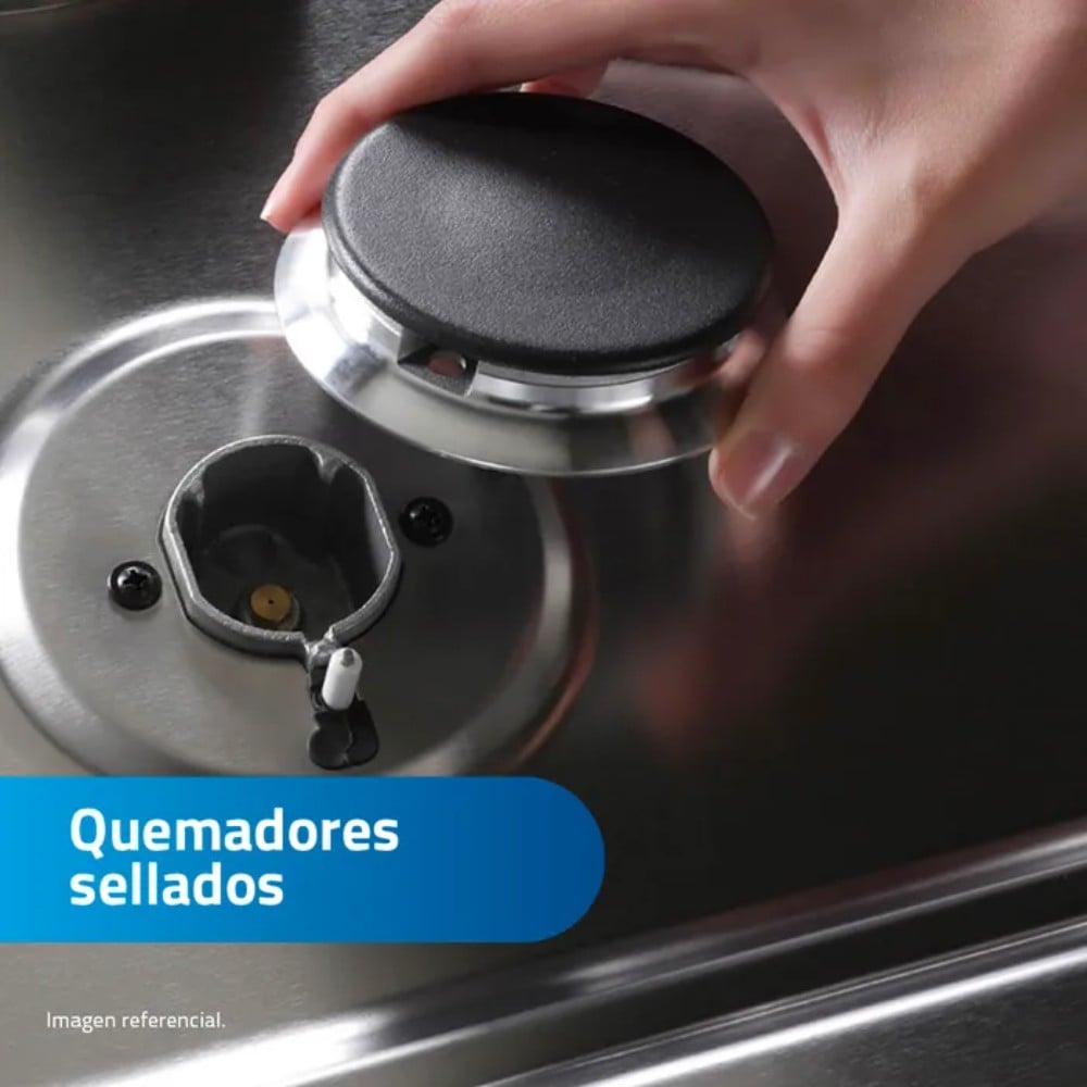COCINA INDURAMA FONTANA A GAS 4 HORNILLAS - GRIS - 3
