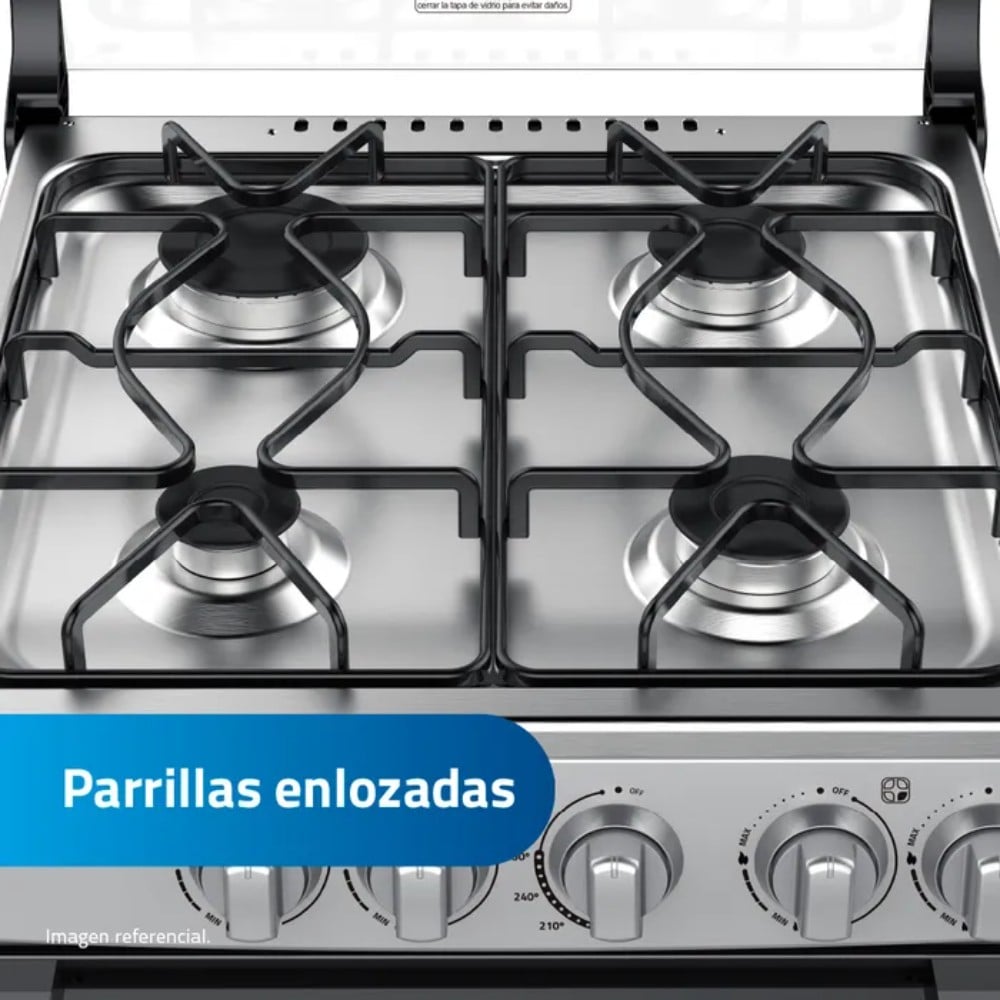 COCINA INDURAMA FONTANA A GAS 4 HORNILLAS - GRIS - 5