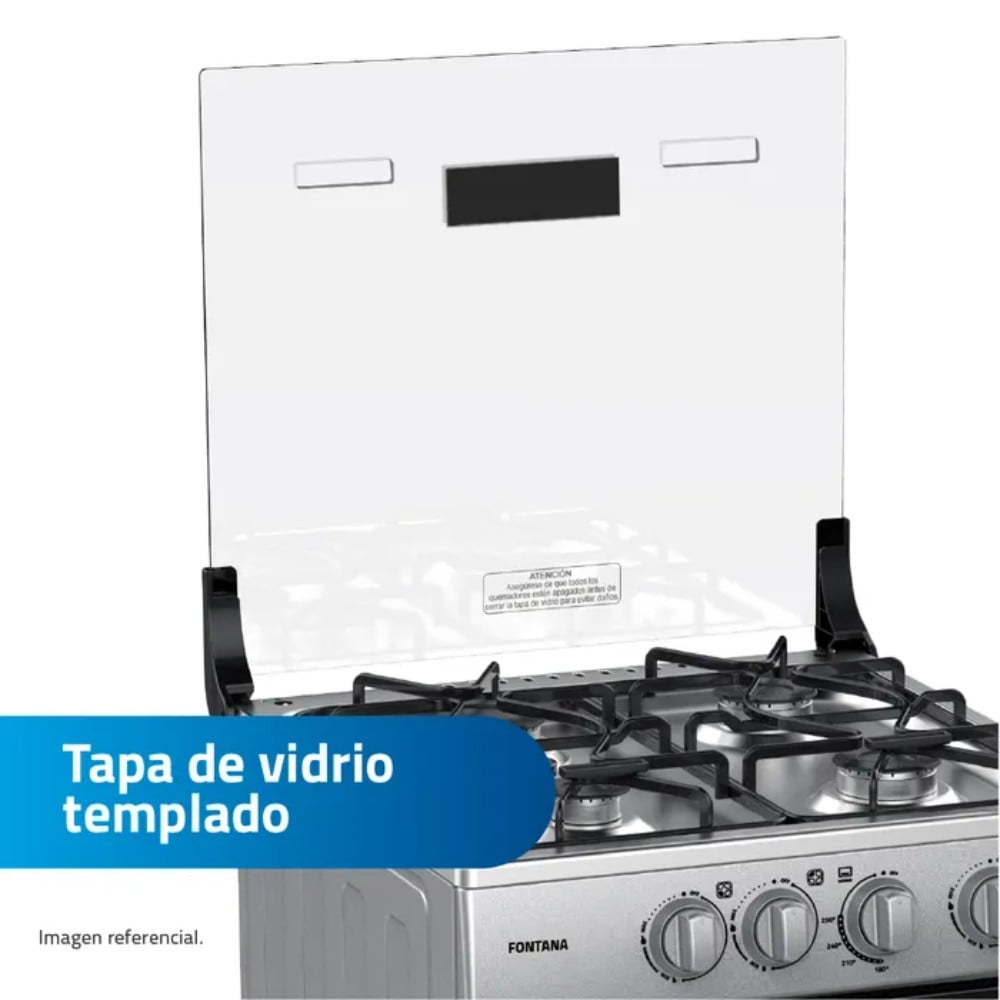COCINA INDURAMA FONTANA A GAS 4 HORNILLAS - GRIS - 6