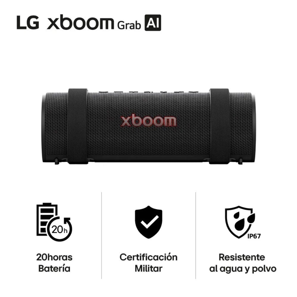 PARLANTE BLUETOOTH LG XBOOM GRAB 30W CERTIFICACIÓN MILITAR IP67 - NEGRO - 1