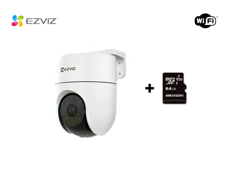 CÁMARA SEGURIDAD EZVIZ INALÁMBRICA WIFI PT H8C EXTERIORES FULL HD + MICROSD 64GB - 1