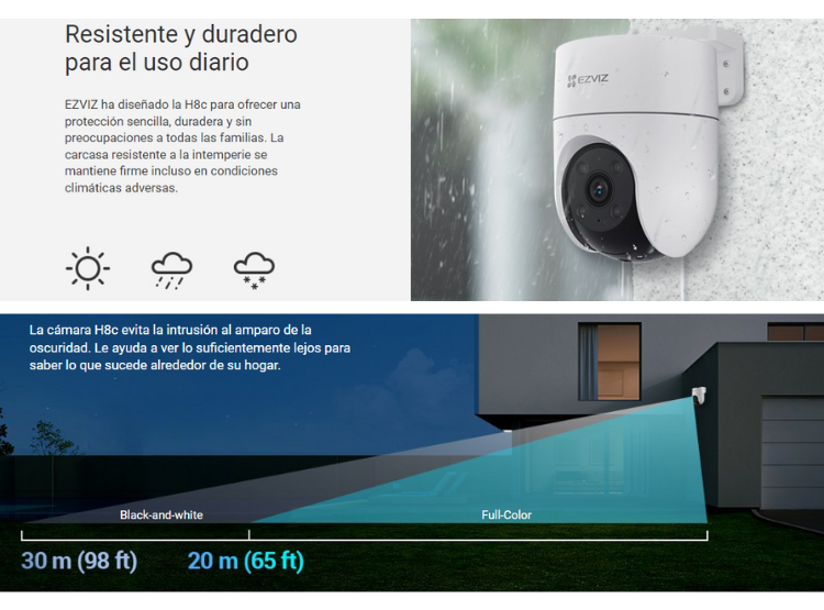 CÁMARA SEGURIDAD EZVIZ INALÁMBRICA WIFI PT H8C EXTERIORES FULL HD + MICROSD 64GB - 3